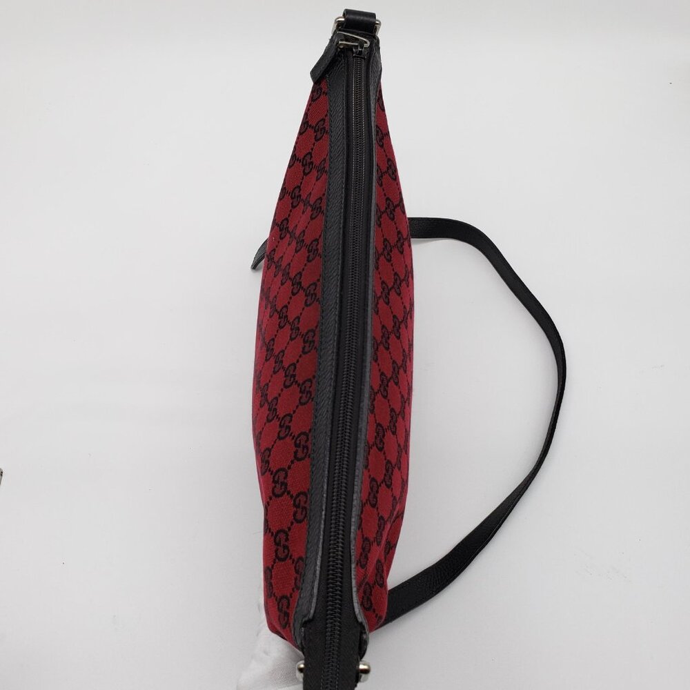 Authentic Gucci GG Canvas Crossbody Red/Black Monogram Leather Trim Shoulder Bag - Picture 6 of 16